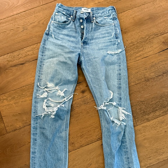 Agolde Light Blue Straight Leg Jeans - Picture 1 of 2